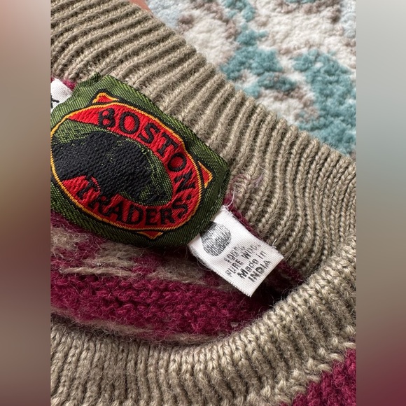Boston traders Men's wool sweater Siz Medium Red Knit isle Nordic pullover sz XL - Picture 6 of 8